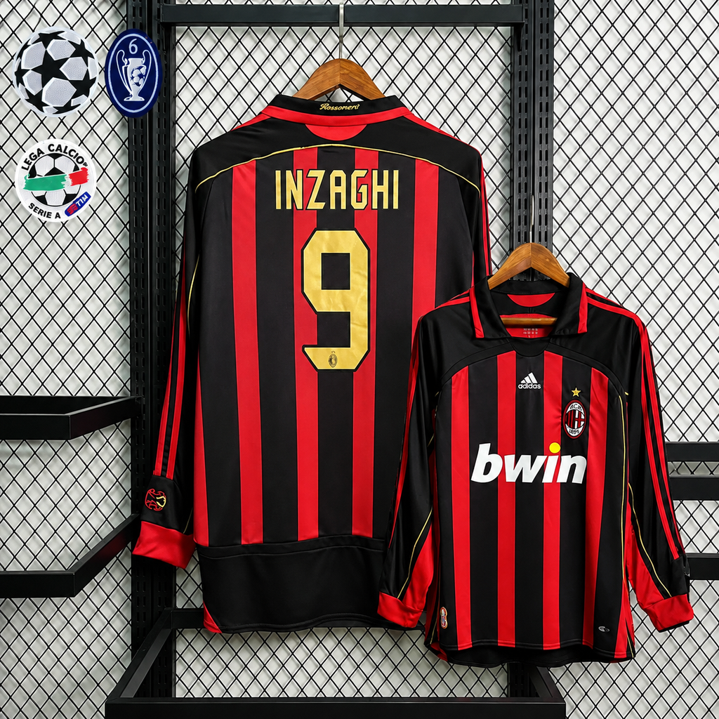 Retro AC Milan 2006-07 Home Jersey Long Sleeve #9 Inzaghi