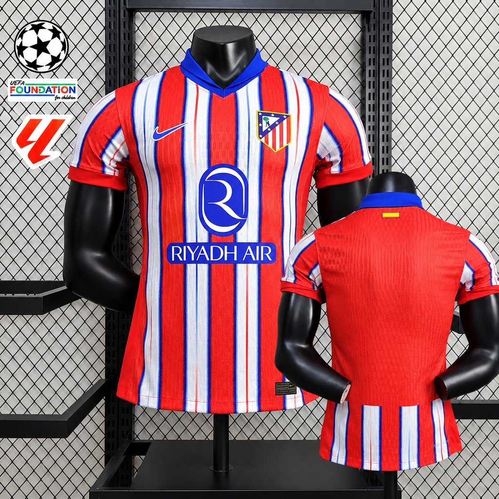 Atlético Madrid 2024-25 Home Jersey – Custom Name & Number | Short Sleeve | S–2XL