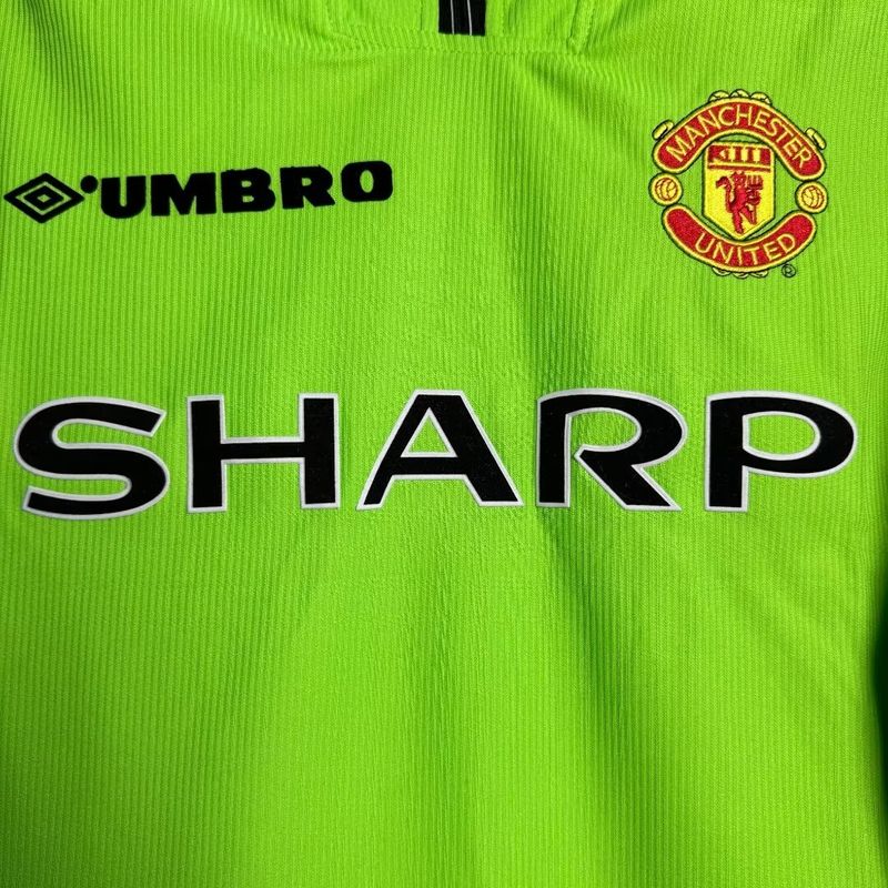 Manchester United 1998-1999 Retro GK Green Long Sleeve Jersey Rare Collector Treble Schmeichel