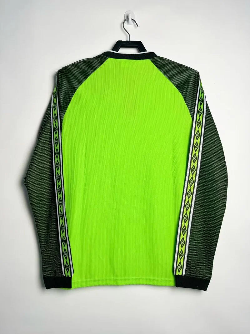 Manchester United 1998-1999 Retro GK Green Long Sleeve Jersey Rare Collector Treble Schmeichel