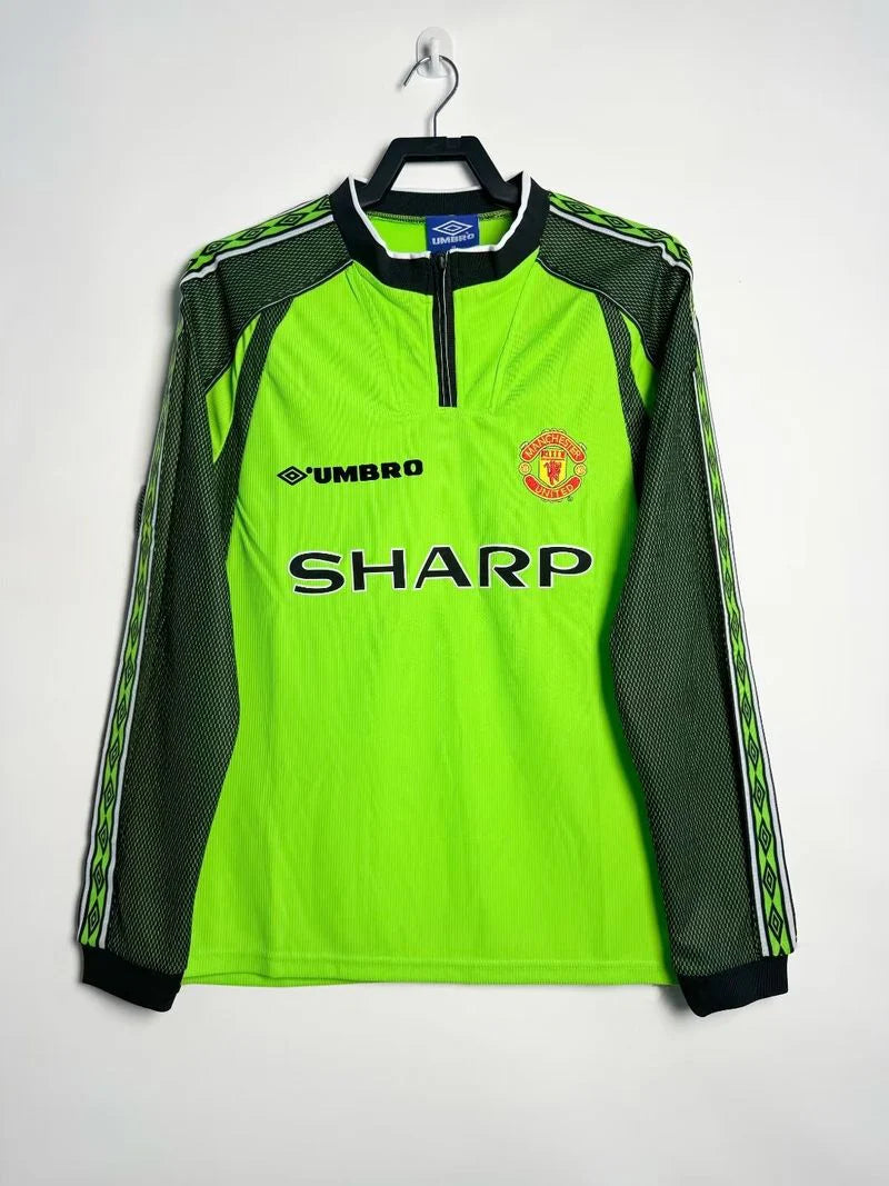 Manchester United 1998-1999 Retro GK Green Long Sleeve Jersey Rare Collector Treble Schmeichel
