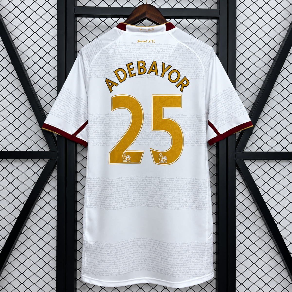 Arsenal FC 2007-2008 Retro Away Jersey | Emmanuel Adebayor #25 Men's Soccer Shirt - Short Sleeve White Edition with Optional Premier League Patches