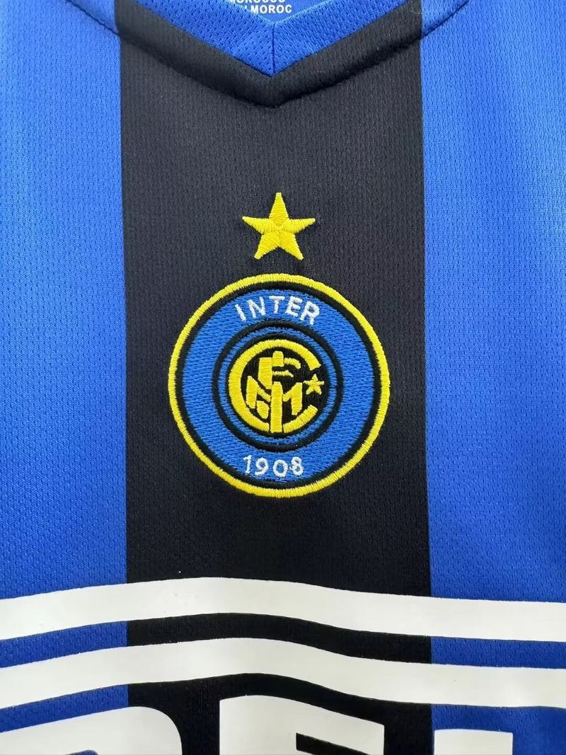 Inter Milan 2004-2005 Retro Home Short Sleeve Jersey Serie A UCL Patch Personalized Rare Adriano Figo