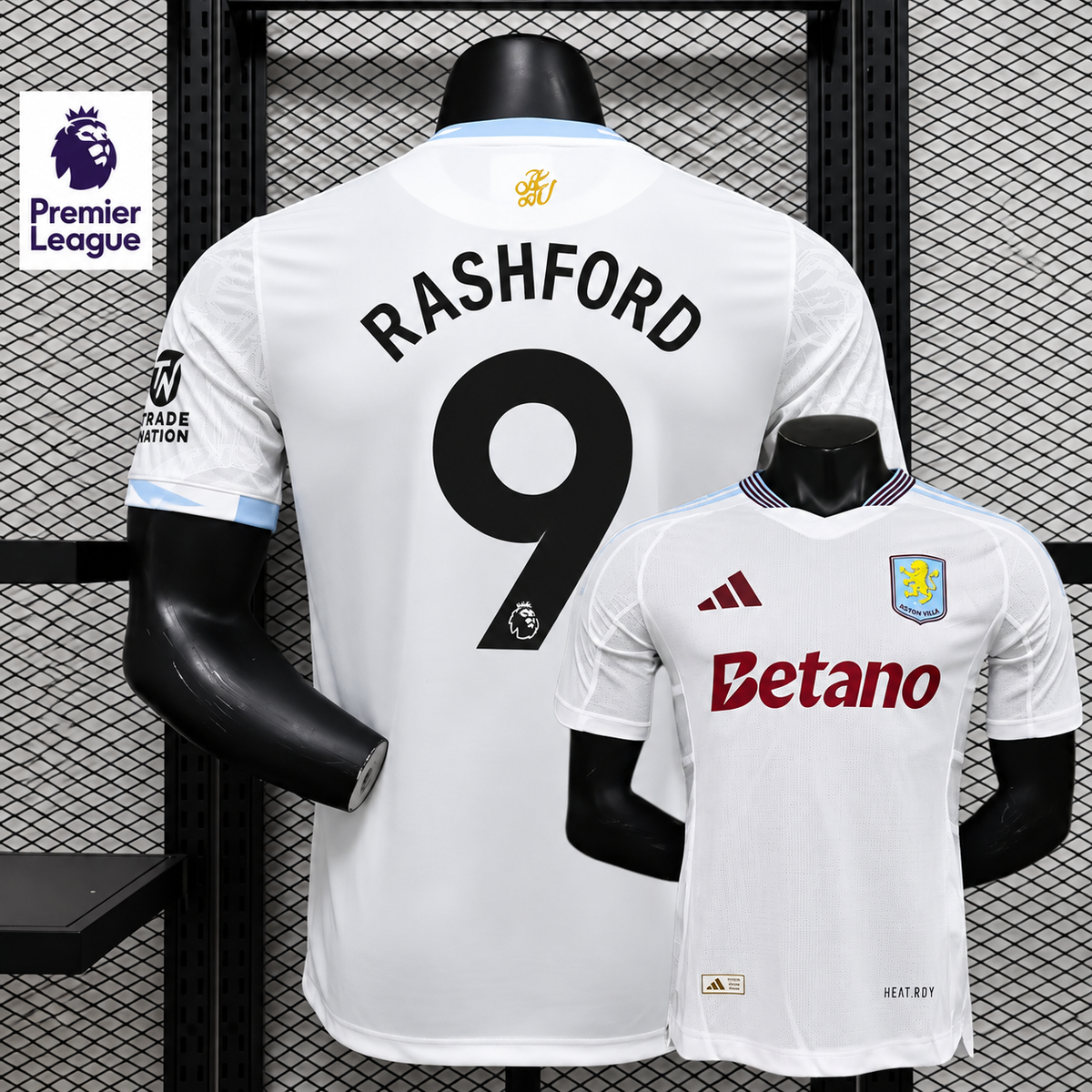 Aston Villa 2024-25 Away Jersey – Rashford 9 | Player Version | S–2XL