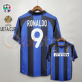 Inter Milan 2001-2002 Retro Home Short Sleeve Jersey #9 Ronaldo Personalized Serie A UEFA Cup Patch Rare