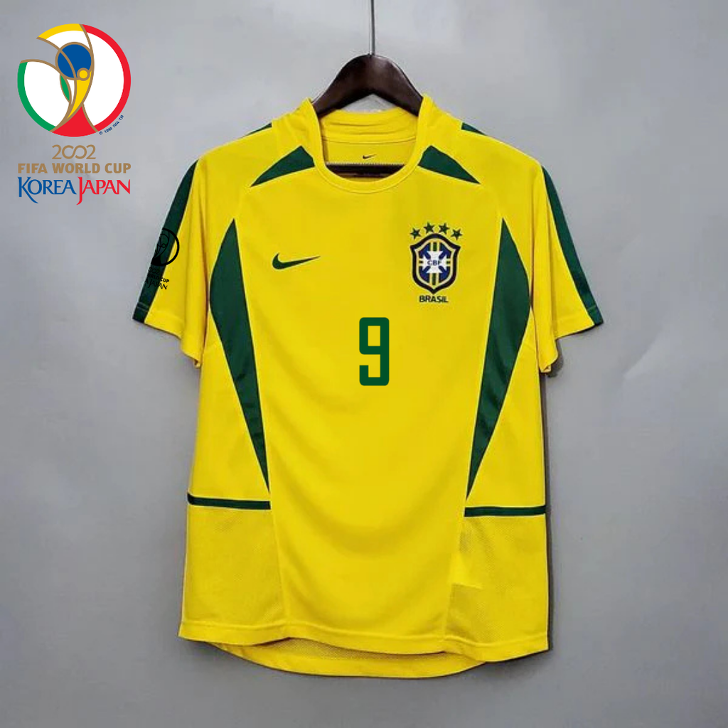 Brazil 2002 World Cup Retro Home Short Sleeve Jersey #9 Ronaldo WC Patch Personalized Rare