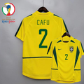 Brazil 2002 World Cup Retro Home Short Sleeve Jersey #2 Cafu WC Patch Personalized Rare