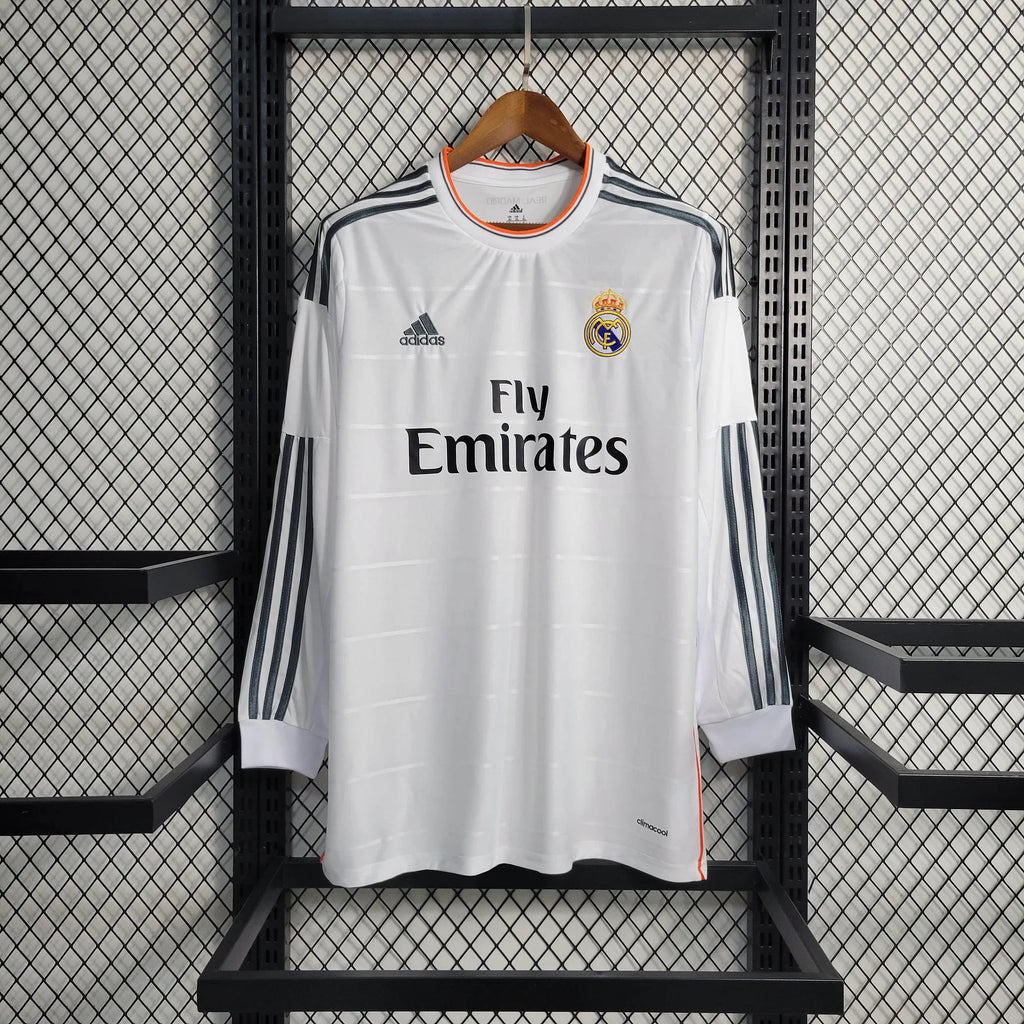 2013/14 Real Madrid Retro Home Jersey Long Sleeve UCL Personalized