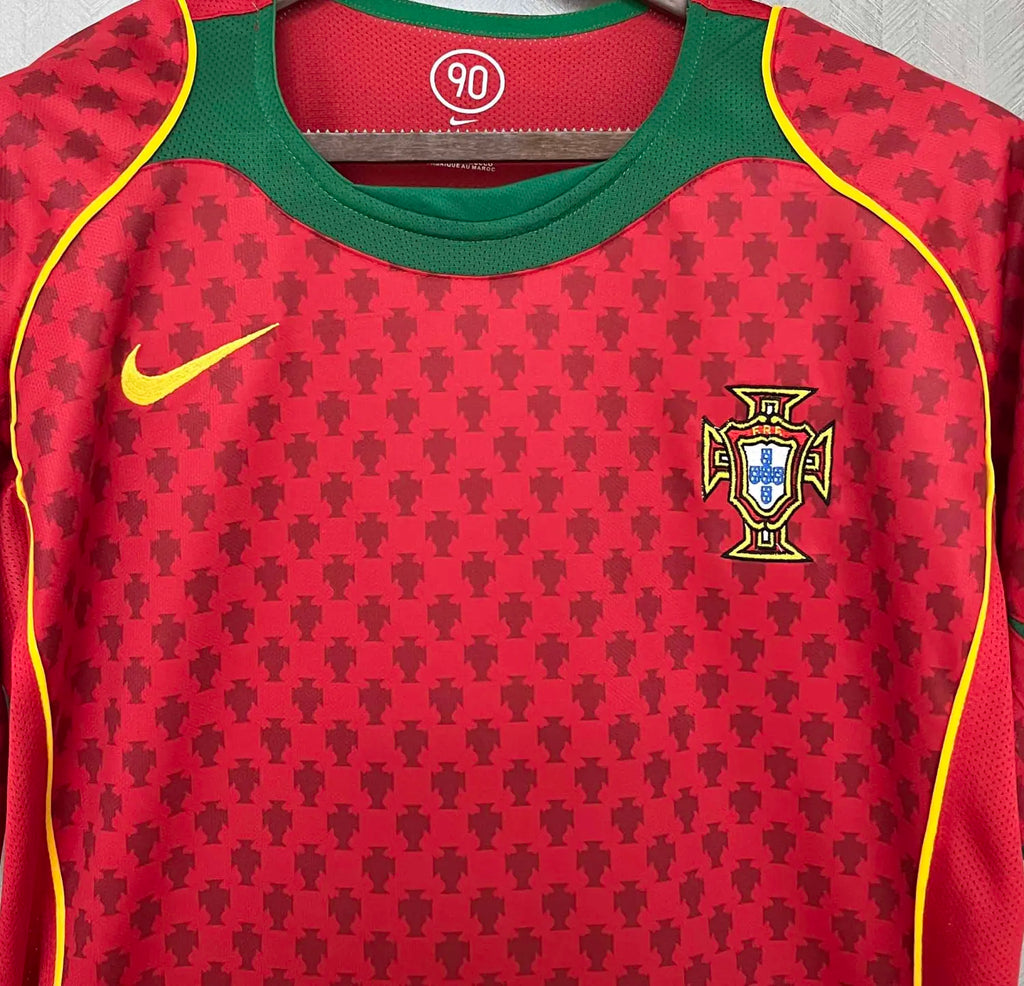 Portugal 2004 Retro Home Short Sleeve Jersey Euro 2004 Patch Personalized Rare Figo Rui Costa Deco Ronaldo
