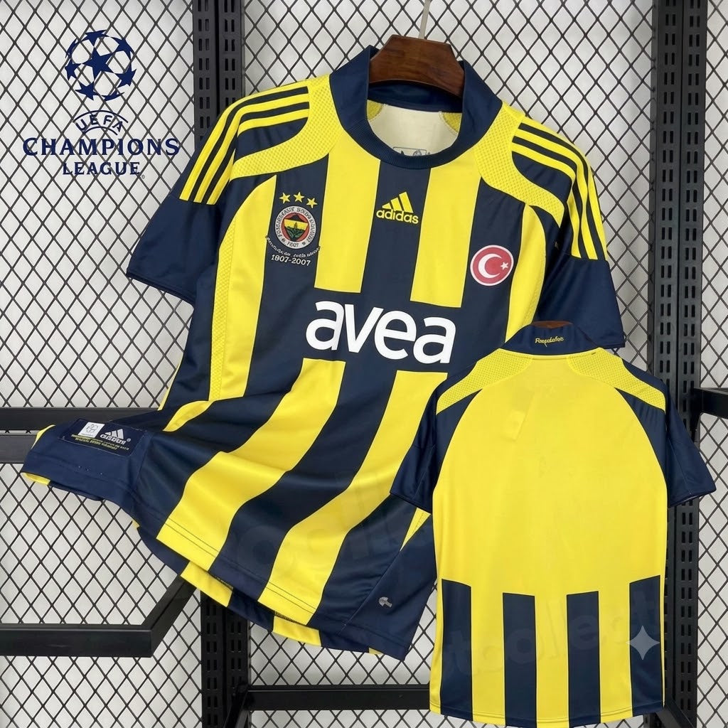 Fenerbahce 2007 2008 Retro Home UEFA Champions League Jersey Alex 20 Roberto Carlos 3 Lugano 2 Football Shirt