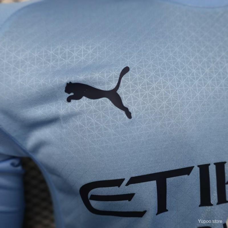 Man City 2025-26 Home Long Sleeve Player Jersey