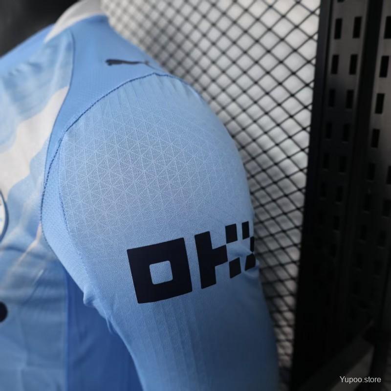 Man City 2025-26 Home Long Sleeve Player Jersey