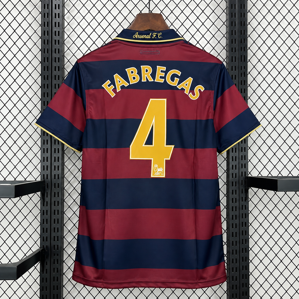 Arsenal FC 2007-2008 Retro Away Jersey | Cesc Fàbregas #4 Men's Soccer Shirt - Short Sleeve White Edition with Optional Premier League Patches