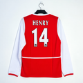 Arsenal FC 2002-2003 Retro Home Jersey | Thierry Henry #14 Men's Soccer Shirt - Long Sleeve O2 Edition with Optional Premier League Patches