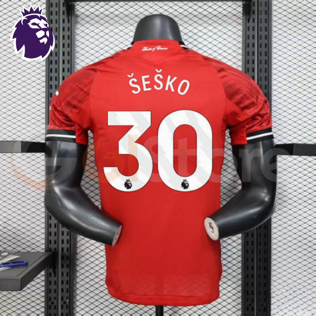 Manchester United 2025-2026 Home Short Sleeve Jersey #30 Sesko Personalized PL Rare