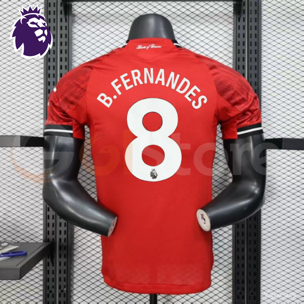 Manchester United 2025-2026 Home Short Sleeve Jersey #8 Bruno Fernandes Personalized PL