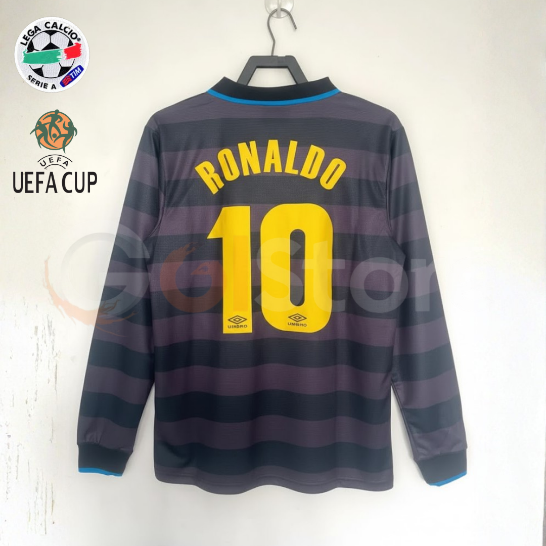 Inter Milan 1997-1998 Retro Third Long Sleeve Jersey #10 Ronaldo Personalized Serie A UEFA Cup Patch Rare