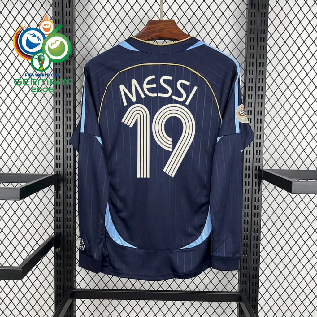 Argentina 2006 World Cup Home Retro Long Sleeve Jersey #19 Young Messi Personalized S-2XL
