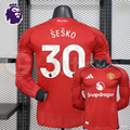 Manchester United 2025-2026 Home Long Sleeve Jersey #30 Sesko Personalized PL Rare