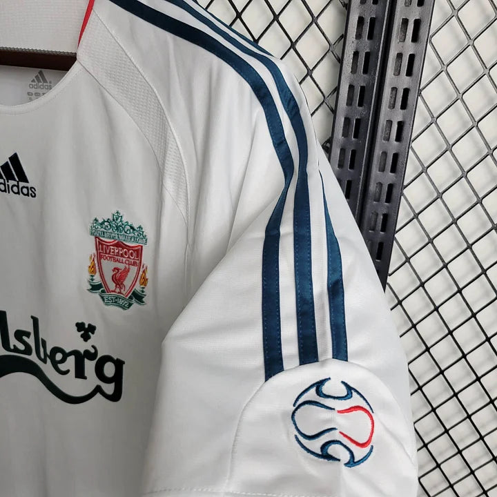 2006-2007 Liverpool Retro White Away Short Sleeve Jersey #9 Torres Personalized UCL Patch