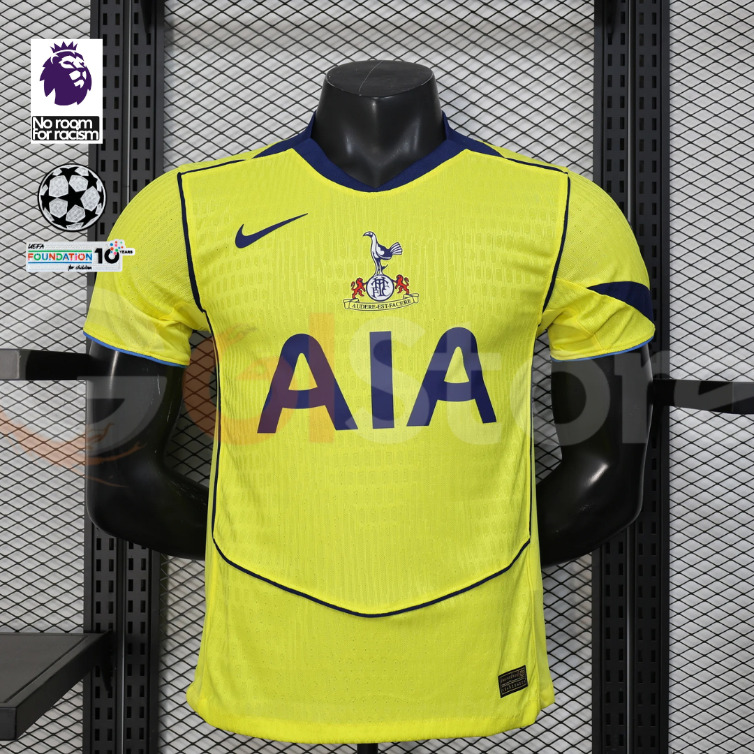 Tottenham Hotspur 2025-2026 Third Jersey Player Version Short Sleeve UCL Premier League Patch Personalized