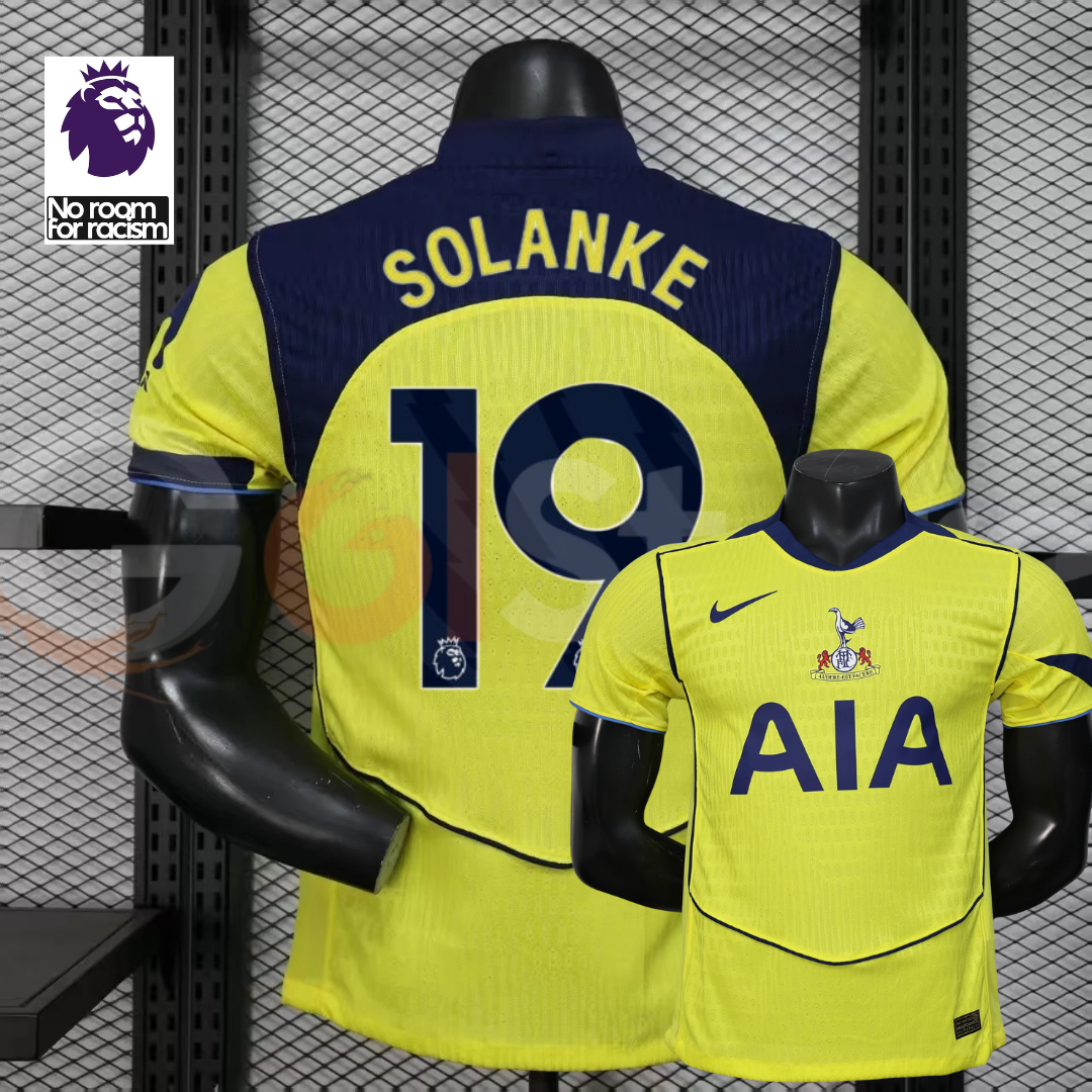 Tottenham Hotspur 2025-2026 Third Jersey Player Version #19 Solanke Short Sleeve Premier League Patch Personalized