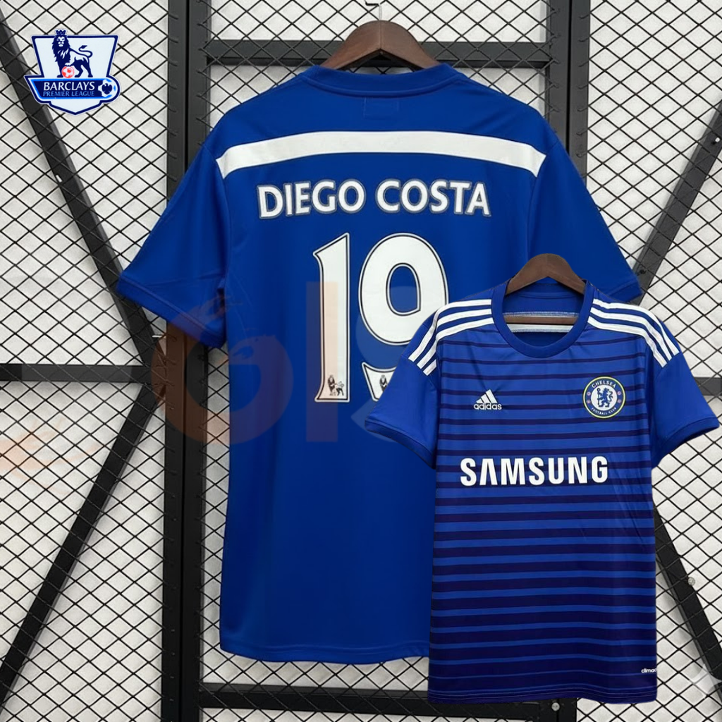Chelsea FC 2014-2015 Retro Home Short Sleeve Jersey #19 Diego Costa Personalized PL Patch Rare