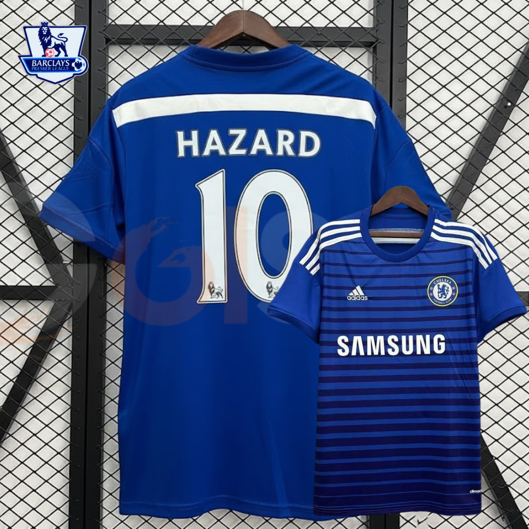 Chelsea FC 2014-2015 Retro Home Short Sleeve Jersey #10 Hazard Personalized PL Patch Rare