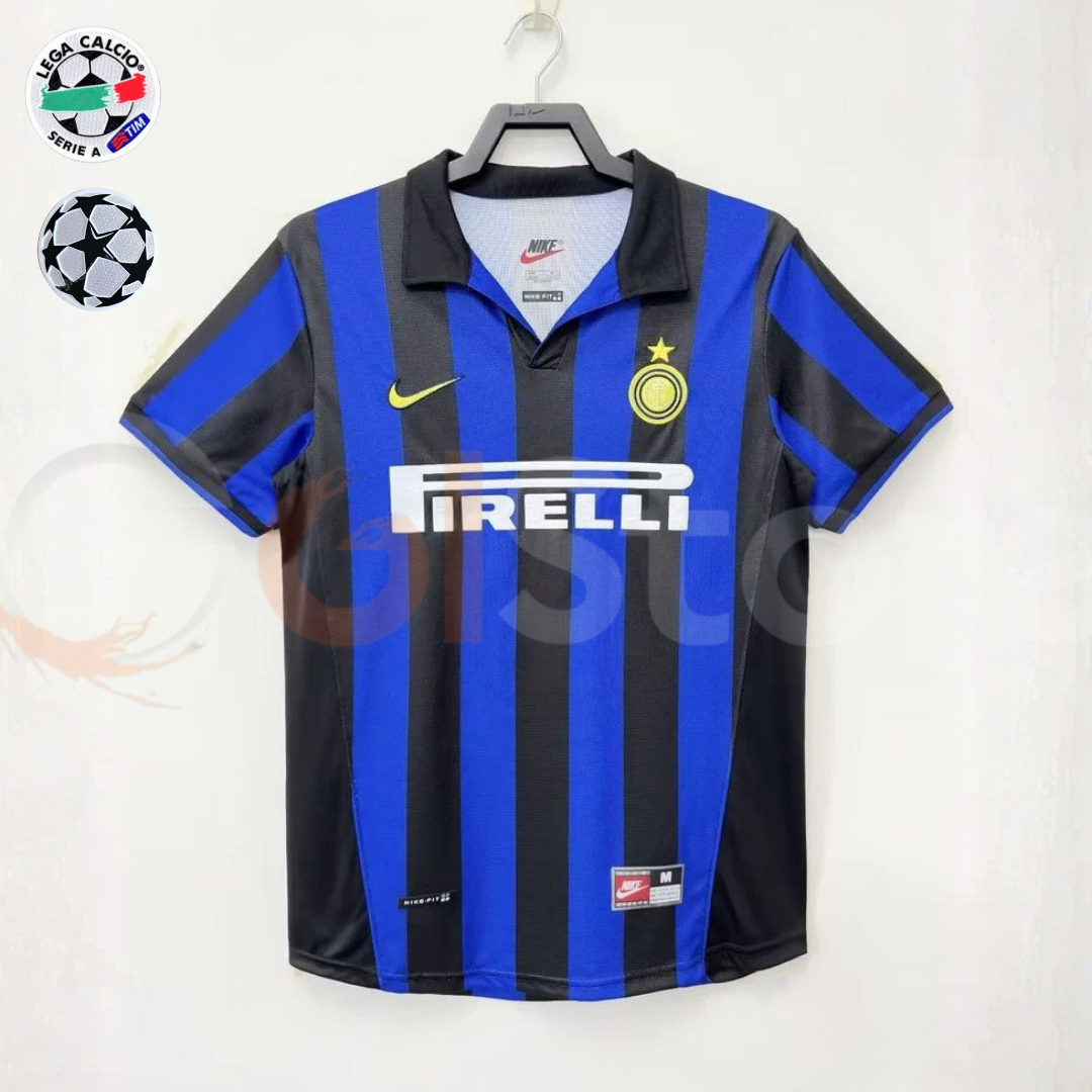 Inter Milan 1998-1999 Retro Home Short Sleeve Jersey #10 Baggio Serie A UCL Patch Personalized Rare