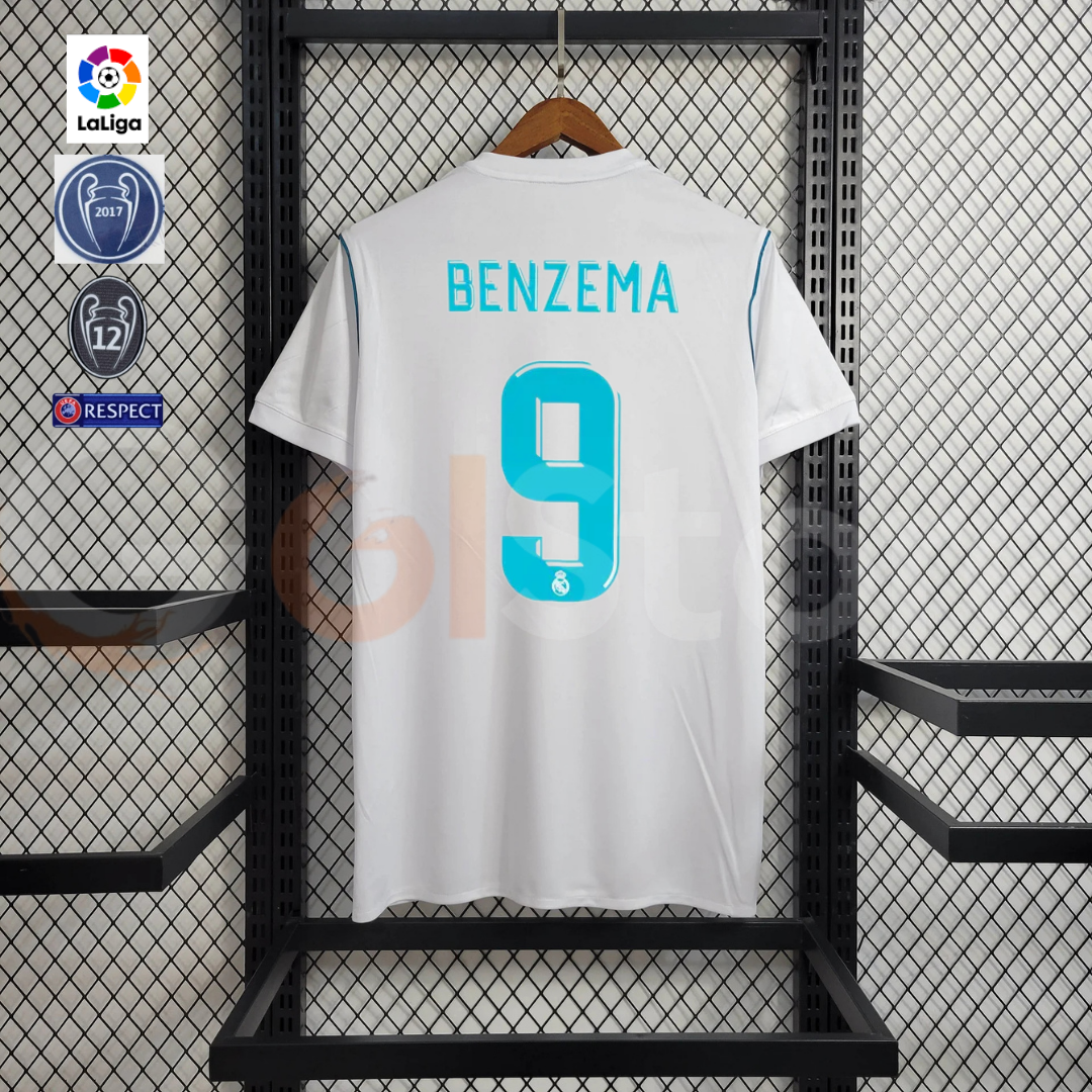 2017/18 Real Madrid Retro Home Jersey #9 Benzema UCL & LaLiga