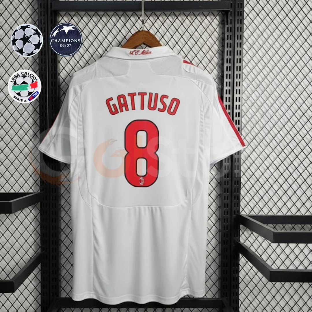 Retro AC Milan 2007-08 White Jersey Short Sleeve #8 Gattuso