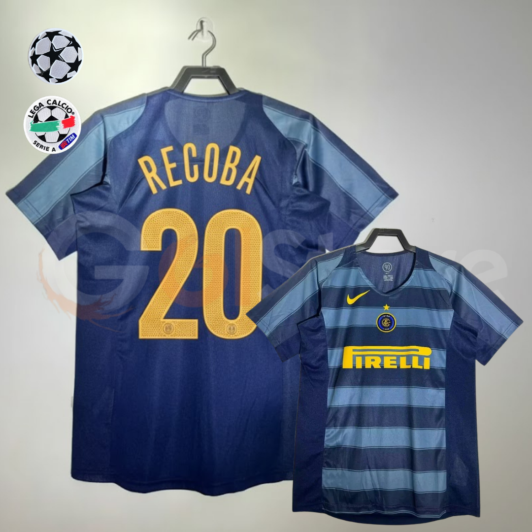 Inter Milan 2004-2005 Retro Third Away Short Sleeve Jersey #20 Recoba Serie A UCL Patch Personalized Rare