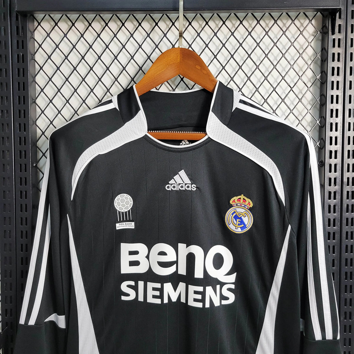 2006/07 Real Madrid Retro Away Black Long Sleeve Jersey UCL Patch Personalized