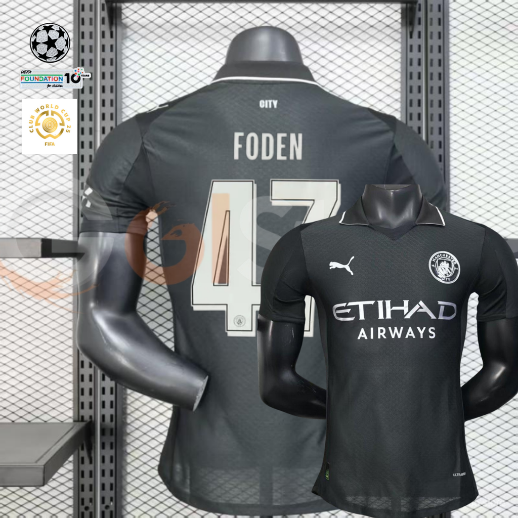Man City 25-26 Black Away Player Jersey Foden #47