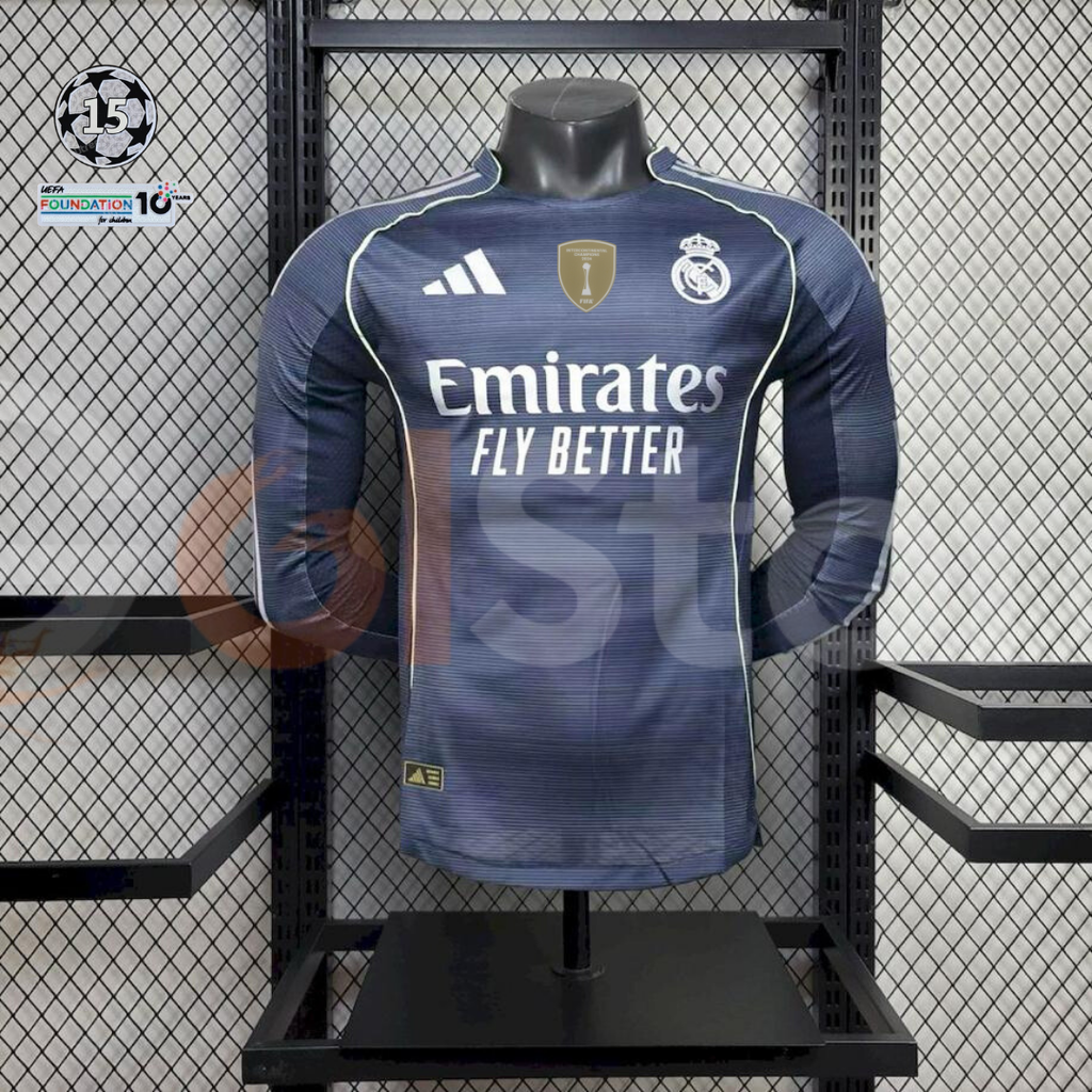 2025/26 Real Madrid Player Version Third Long Sleeve Jersey #10 Mbappe UCL Personalized