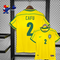 Brazil 1998 Retro Home Short Sleeve Jersey #2 Cafu World Cup Patch Personalized Rare
