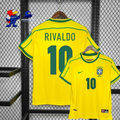 Brazil 1998 Retro Home Short Sleeve Jersey #10 Rivaldo World Cup Patch Personalized Rare