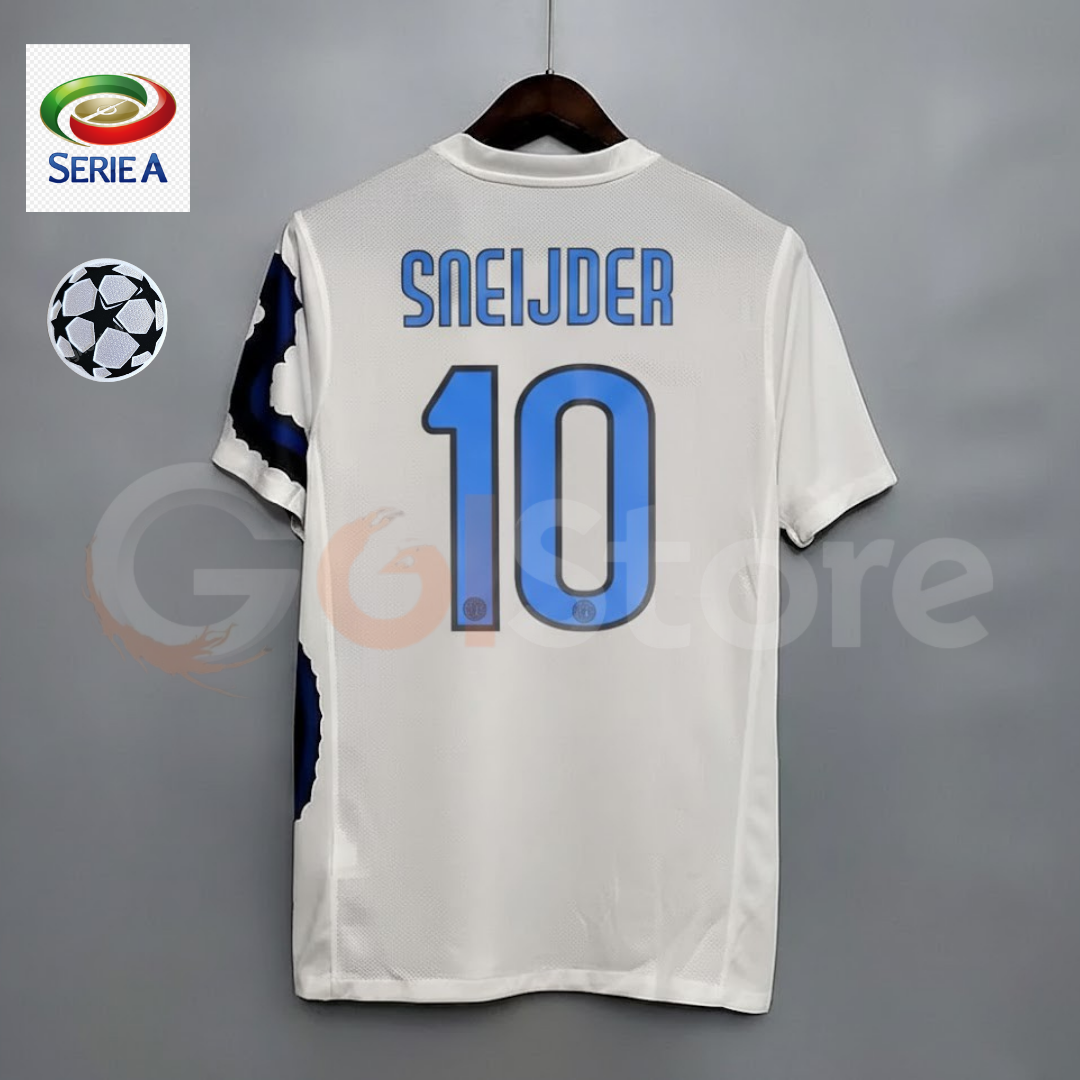 Inter Milan 2009-2010 Retro Away Short Sleeve Jersey #10 Sneijder Serie A UCL Patch Personalized Rare Treble