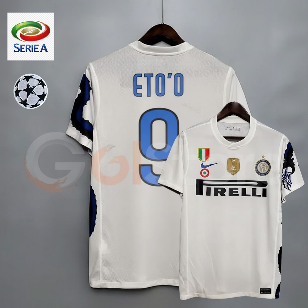 Inter Milan 2009-2010 Retro Away Short Sleeve Jersey #9 Eto'o Serie A UCL Patch Personalized Rare Treble