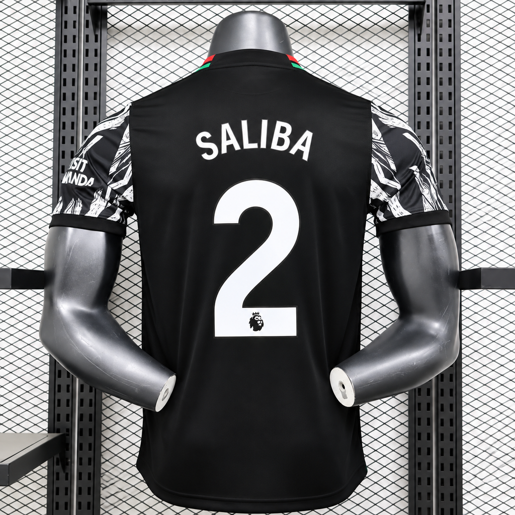 Arsenal FC 2024-2025 Authentic Away Jersey | William Saliba #2 Men's Match Shirt - Short Sleeve Labrum London Edition with Optional Premier League Patches