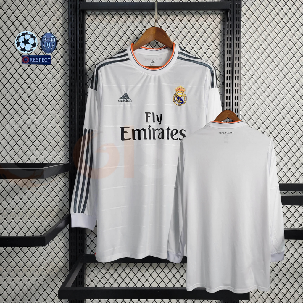 2013/14 Real Madrid Retro Home Jersey Long Sleeve UCL Personalized