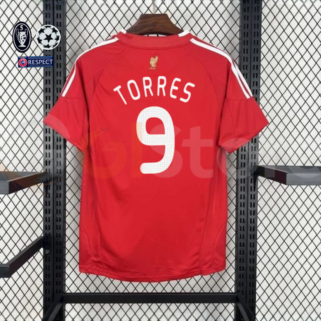 2008-2009 Liverpool Retro Red Home Short Sleeve Jersey #9 Torres Personalized UCL Patch