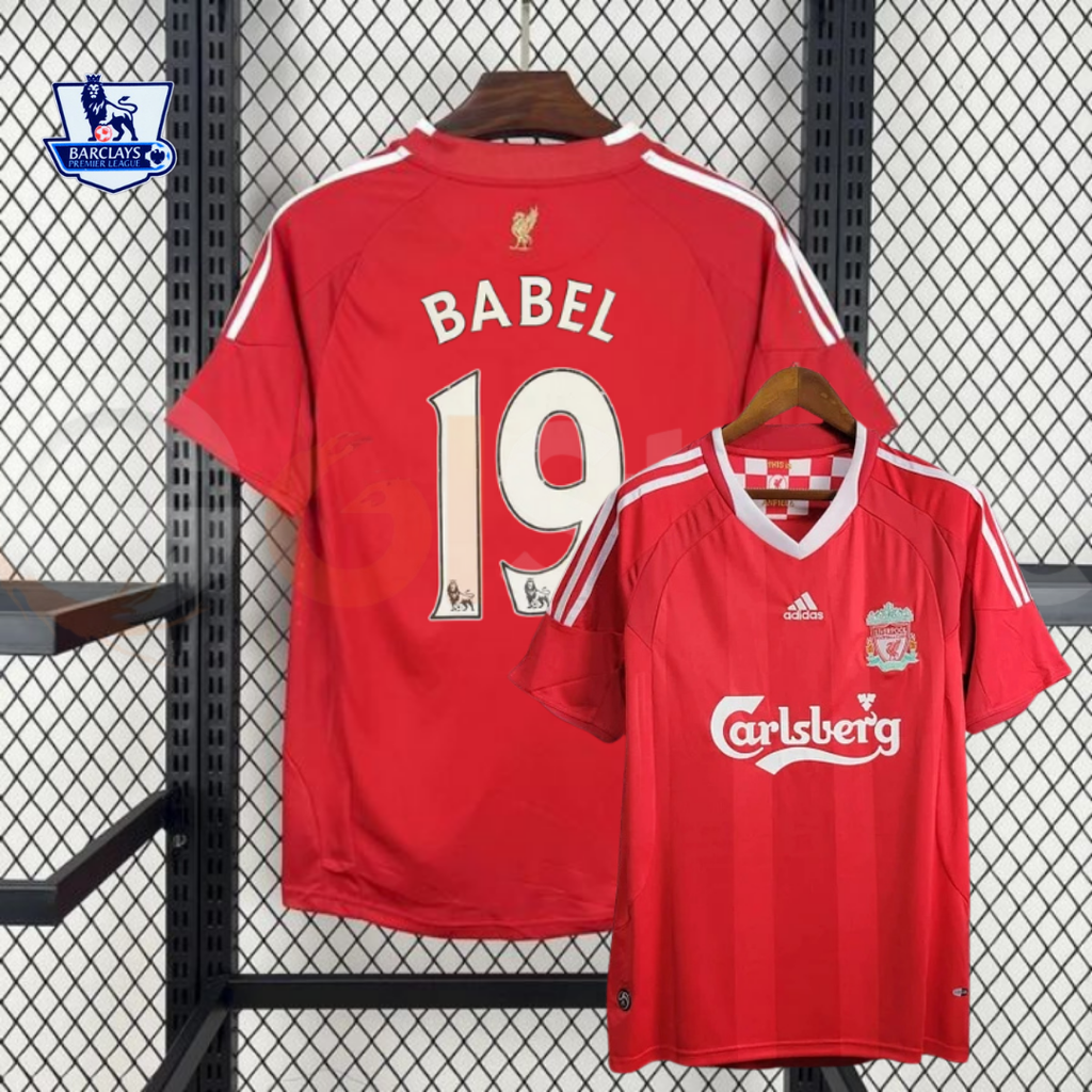 2008-2009 Liverpool Retro Red Home Short Sleeve Jersey #19 Babel Personalized PL Patch