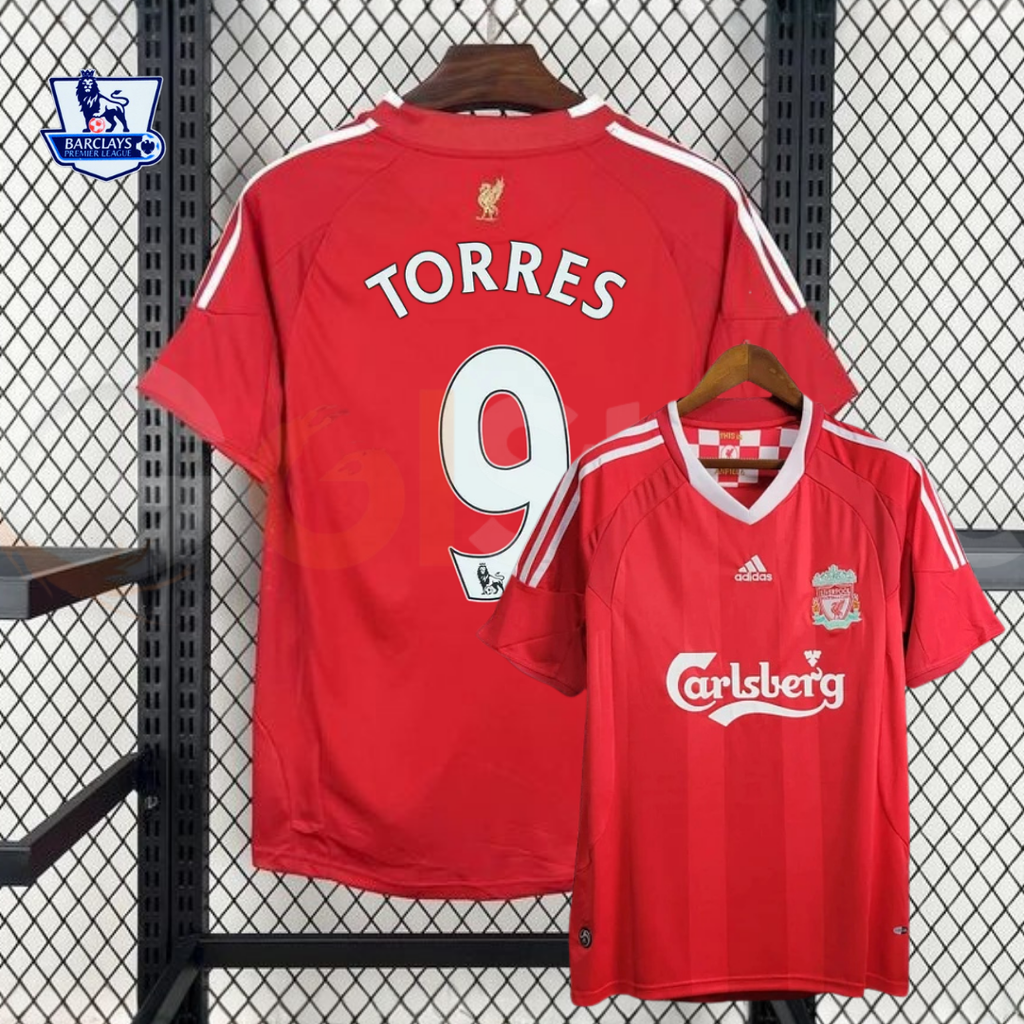 2008-2009 Liverpool Retro Red Home Short Sleeve Jersey #9 Torres Personalized PL Patch