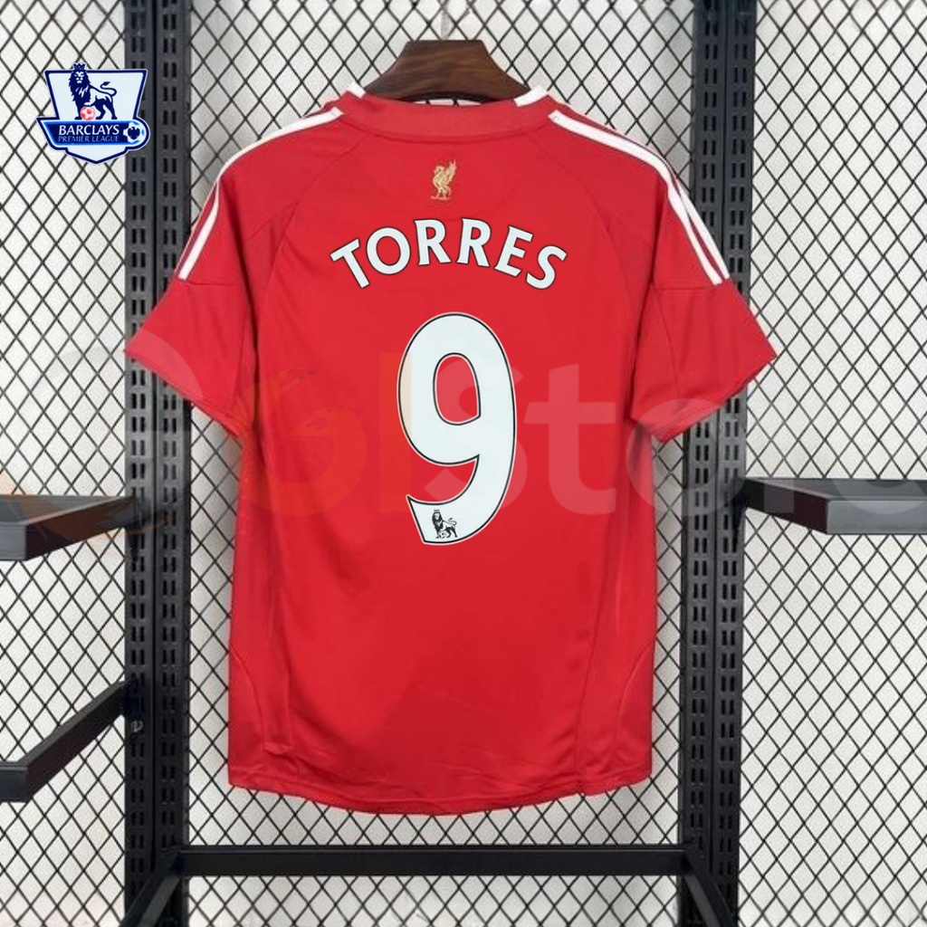 2008-2009 Liverpool Retro Red Home Short Sleeve Jersey #9 Torres Personalized PL Patch