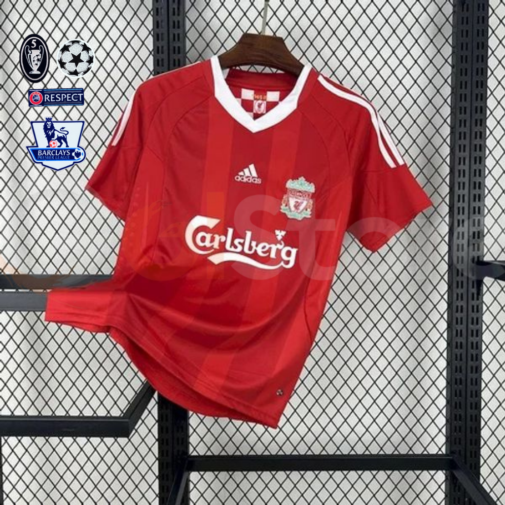 2008-2009 Liverpool Retro Red Home Short Sleeve Jersey Personalized PL UCL Patch