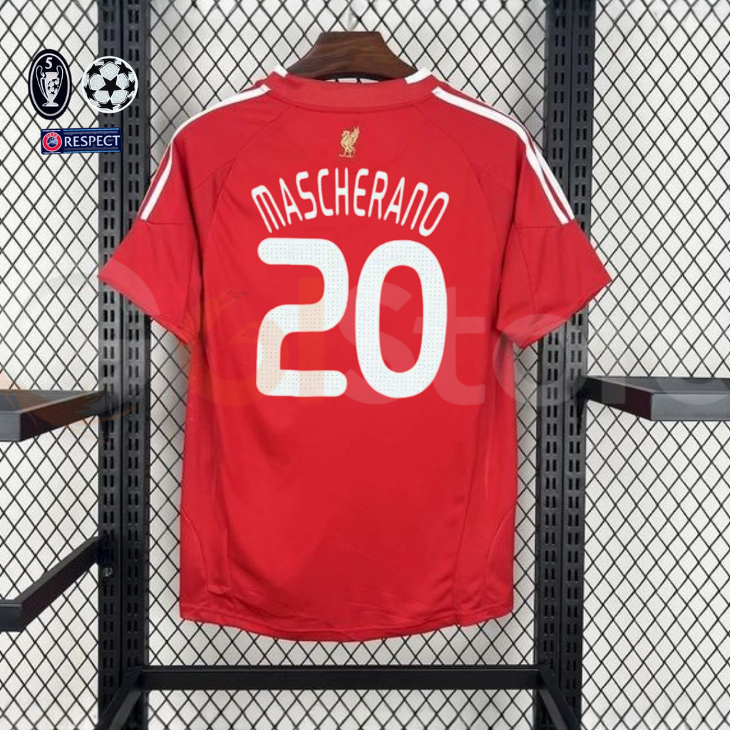 2008-2009 Liverpool Retro Red Home Short Sleeve Jersey #20 Mascherano Personalized UCL Patch