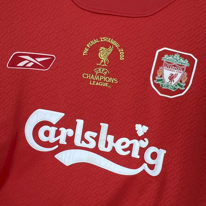 2004-2005 Liverpool Retro Red UCL Final Short Sleeve Jersey Personalized UCL Patch Istanbul