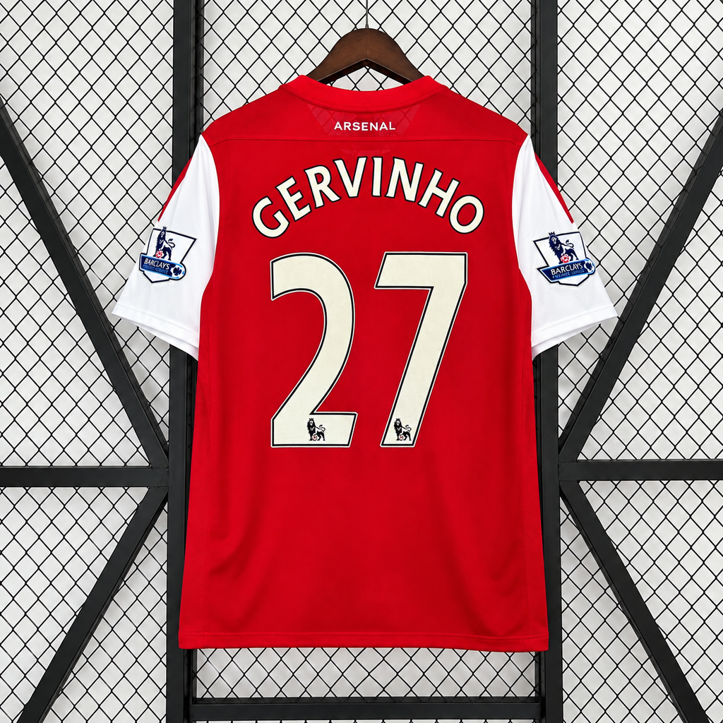 Arsenal FC 2011-2012 Retro Home Jersey | Gervinho #27 Men's Soccer Shirt - Short Sleeve 125th Anniversary Edition with Optional Premier League Patches