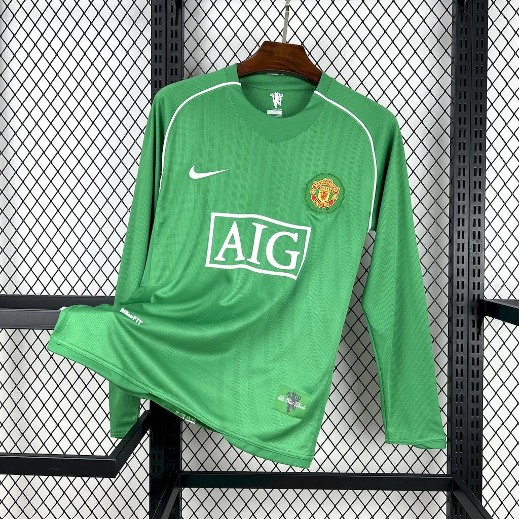 Manchester United 2007-2008 Retro GK Green Long Sleeve Jersey #1 Van der Sar Personalized PL Rare